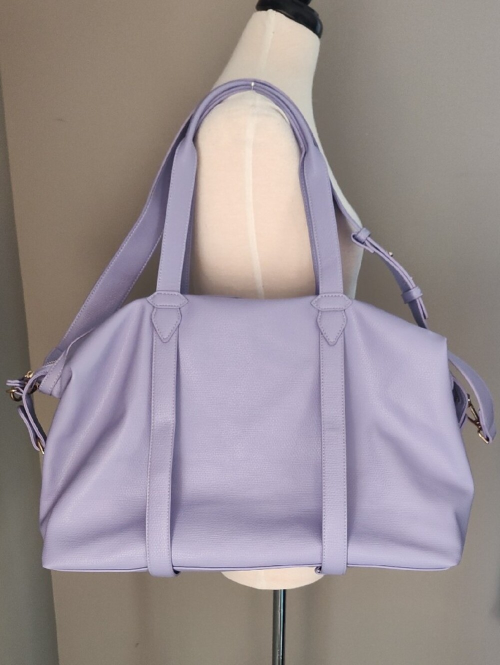 Lulu Dharma Vegan Leather Lavender Tote Travel Bag with Optional Shoulder Strap